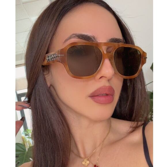 NEW Fendi FE40130F Logo Brown Aviator Sunglasses main image 7
